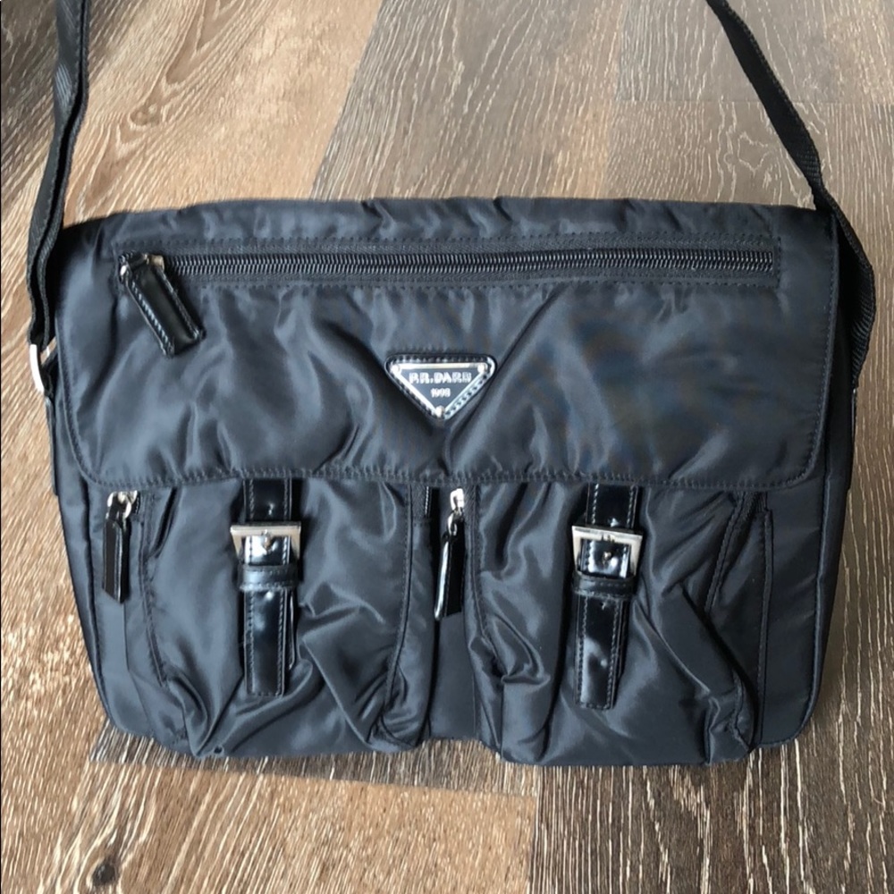 Brand new black nylon shoulder bag